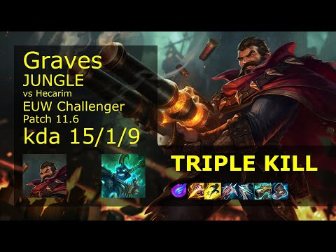 Graves Jungle vs Hecarim - EUW Challenger 15/1/9 Patch 11.6 Gameplay