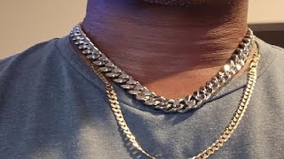 Bandmax Mens Stainless Steel Chain Necklaces Chunky Miami Cuban Link Chain Necklace Bracelet