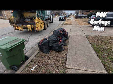 Manual Garbage Pickup Route | Rearloader Truck POV | Bulk Trash | 4K Full HD
