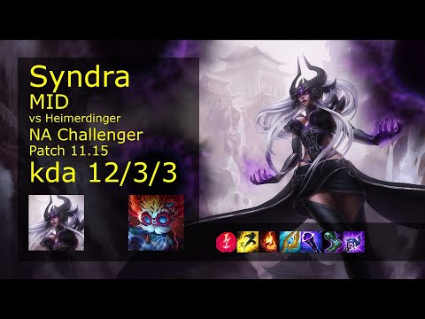 Syndra vs Heimerdinger Mid - NA Challenger 12/3/3 Patch 11.15 Gameplay