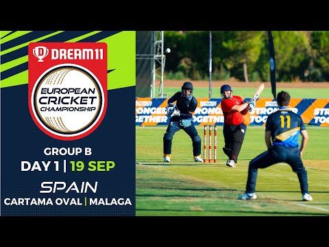 🔴 Dream11 European Cricket Championship 2022 | Group B | Day 1 Cartama Oval Spain | T10 Live Cricket