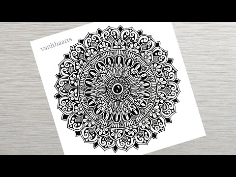 How to draw a Mandala Art for Beginners Step by Step Tutorial Easy Mandala Drawing vanithaarts