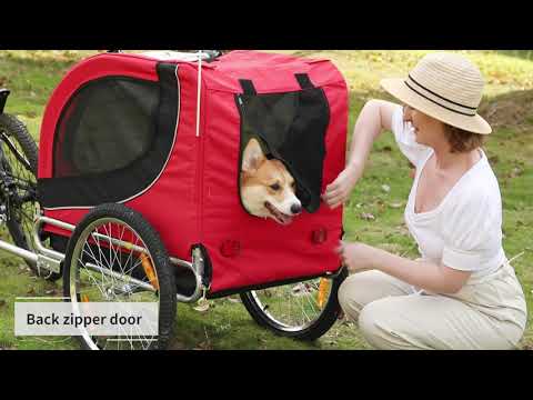 Aosom Dog Bike Trailer Foldable Pet Cart Bicycle Wagon Cargo Carrier Attachment for Travel