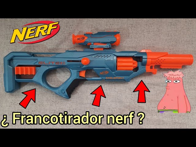 Vídeo relacionado con Hasbro Nerf Elite 2.0 Eaglepoint RD-8, Blaster de Juguete, 16 Dardos, Visor y Cañón Desmontables, Juegos de Exterior para Niños y Niñas de 8 Años o Más, Tambor Recargable