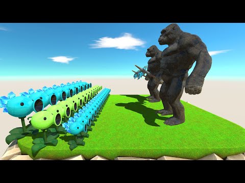 Snow Pea and Peashooter vs KING KONG - Animal Revolt Battle Simulator