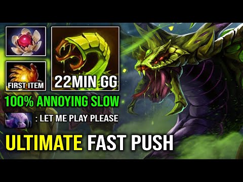 How to Fast Push Venomancer in 7.32c with 22Min GG Annoying Poison Slow DPS 1st Item Midas Dota 2