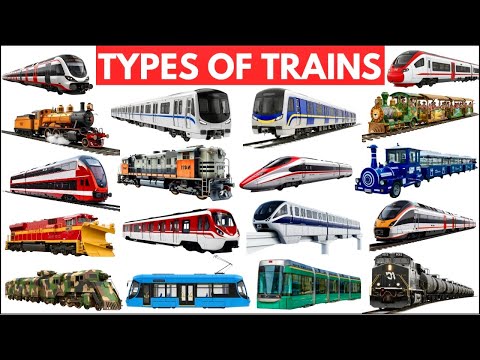 Trains Name for Kids | Types of Trains | Learn Railway Transport in English | Tram, Submarine, Train