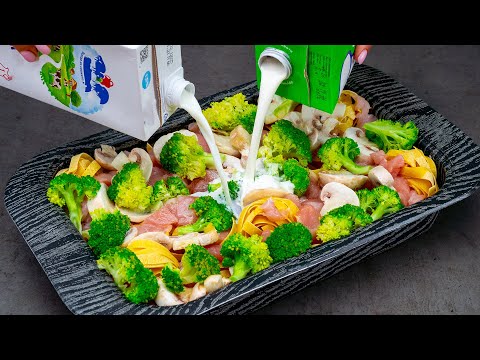 Pasta i ugn med kycklingfilé och grönsaker - otroligt god och lättlagad middag