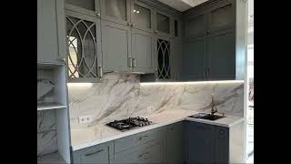 Неоклассическая угловая серая кухня Проект 128 фото 3