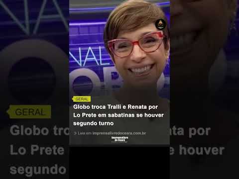 Globo troca Tralli e Renata por Lo Prete em sabatinas se houver segundo turno