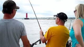 preview picture of video 'Fast Paced Harbor Fishing Sheboygan Wisconsin August 2014'