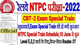 RRB NTPC CBT-2 LEVEL 5,3,2 EXAM SPECIAL TRAIN शुरू! खुशखबरी Special Train Schedule/कौन Routes से?