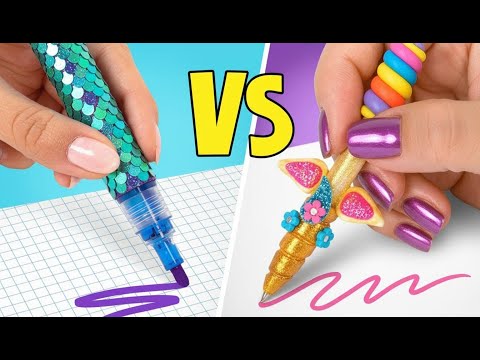 🦄 Unicorn VS Mermaid School Supplies! 🌊 Epic DIY Craft Battle
