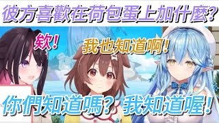 彼方究竟喜歡在荷包蛋上加什麼呢？【hololive/ホロライブ】【戌神ころね/雪花ラミィ/AZKi/天音かなた/獅白ぼたん】【vtuber中文翻譯】