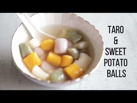 Taiwanese Taro and Sweet Potato Balls Dessert