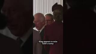Awkward moment Princess of Wales curtseys but King Charles turns away