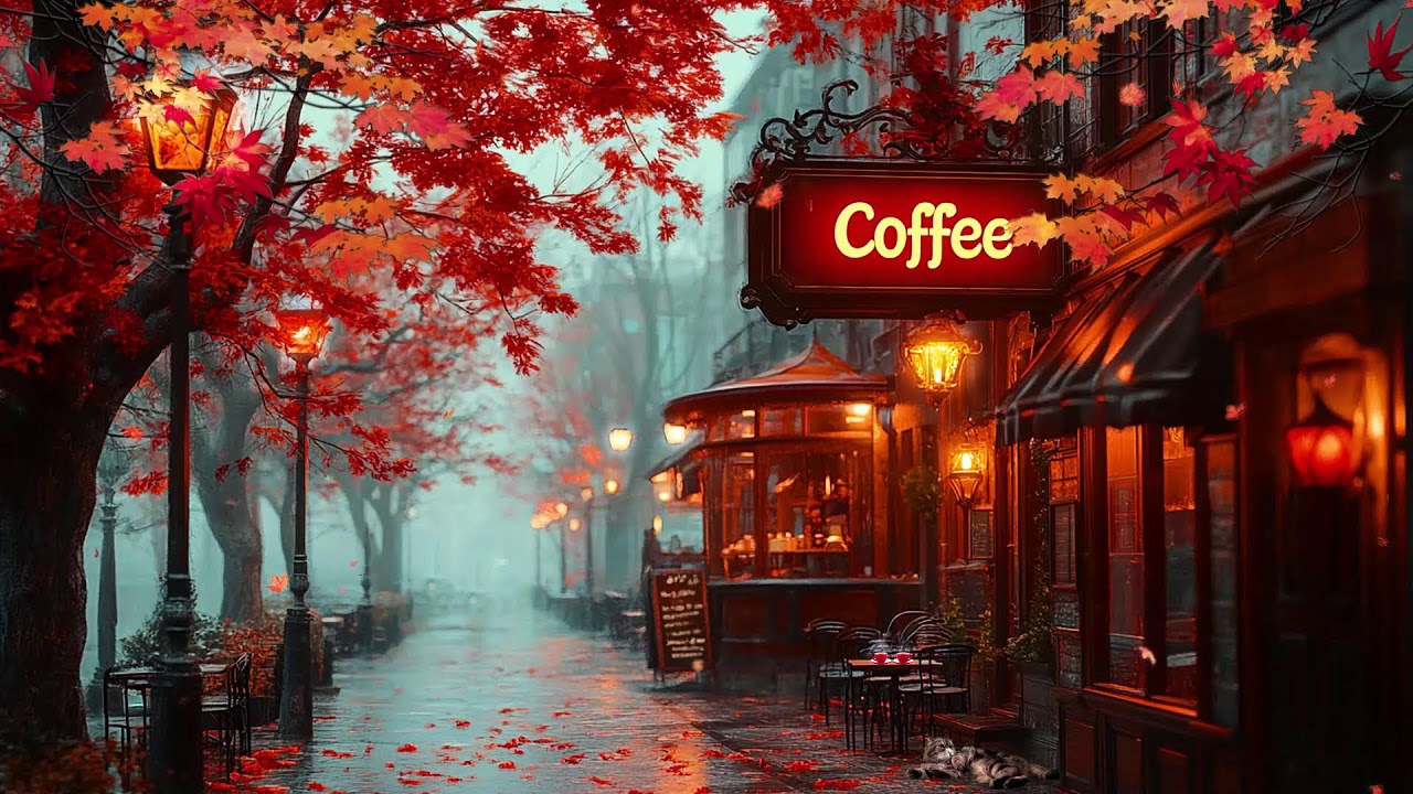 BEST Autumn Jazz Playlist for a Positive Mood 🍁Cozy Space Outside The Autumn Coffee Shop