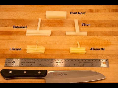 Stick Cuts: Pont Neuf Cut, Frite Cut, Baton Cut, Batonnet Cut, Allumette Cut and Julienne Cut