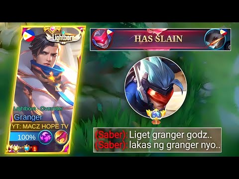 AGGRESSIVE SABER CAN'T BELIEVE THIS GRANGER NEW ONE SHOT BUILD |GRANGER 2023 BEST BUILD -MLBB