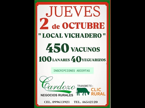 02/10/2025  Feria mensual - Cardozo Negocios Rurales (Feria) / Local Vichadero - Rivera
