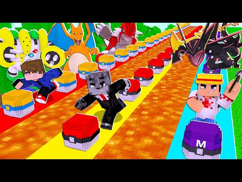 Pokemon em Trio mas na Nova Corrida de Lucky Pixelmon com novos Pokémon no Minecraft