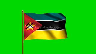 Mozambique National Flag | World Countries Flag Series | Green Screen Flag | Royalty Free Footages
