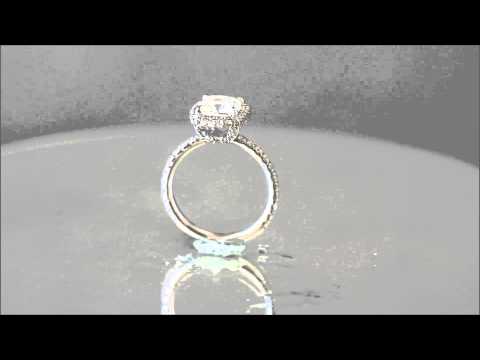 14K WHITE GOLD CUSHION CUT DIAMOND ENGAGEMENT RING ART DECO HALO PRONGS 2.05CTW - KNR INC - 556