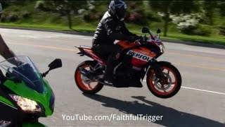 Motorcycle Drag Race Beginner Sport Bike 2013 Kawasaki Ninja 300 vs 2013 Honda CBR 250R