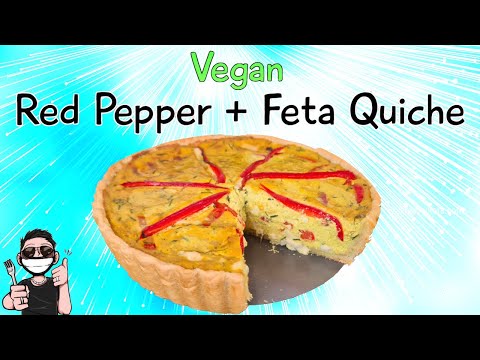 Plant-Based Perfection: Vegan Red Pepper & Feta Quiche