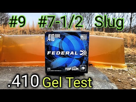 .410 Ballistic Gel Test Birdshot #9 #7-1/2 & Slug