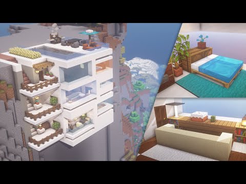 Minecraft: How To Build a Modern Cliff House Tutorial (Mountain House) (#13) |  Minecraft Architecture, Cliff House, Interior