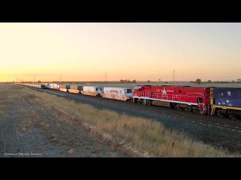 4PM6 Pacific National Container Freight Train With Ghan Livery NR75 At Sunset (2/3/2024) - PoathTV