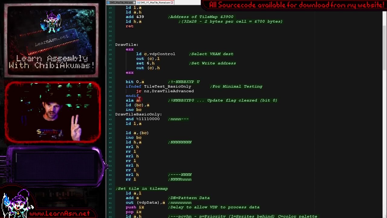Z80 Lesson P99 - MaxTile software tilemap on the Master System using the Tilemap
