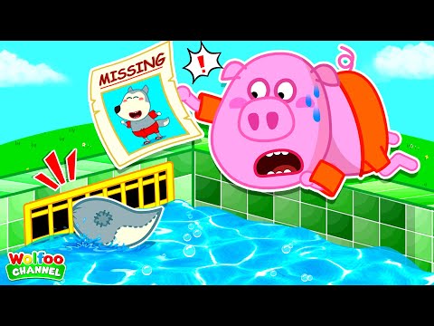 What Happen to Wolf Stuck in the Pool Drain 🥺 - Cartoon for Kids 👶@CuteWolfVideos