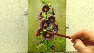 preview picture of video 'Learn to Paint Hollyhocks - Alla Prima Oil Painting Video Fast Motion'