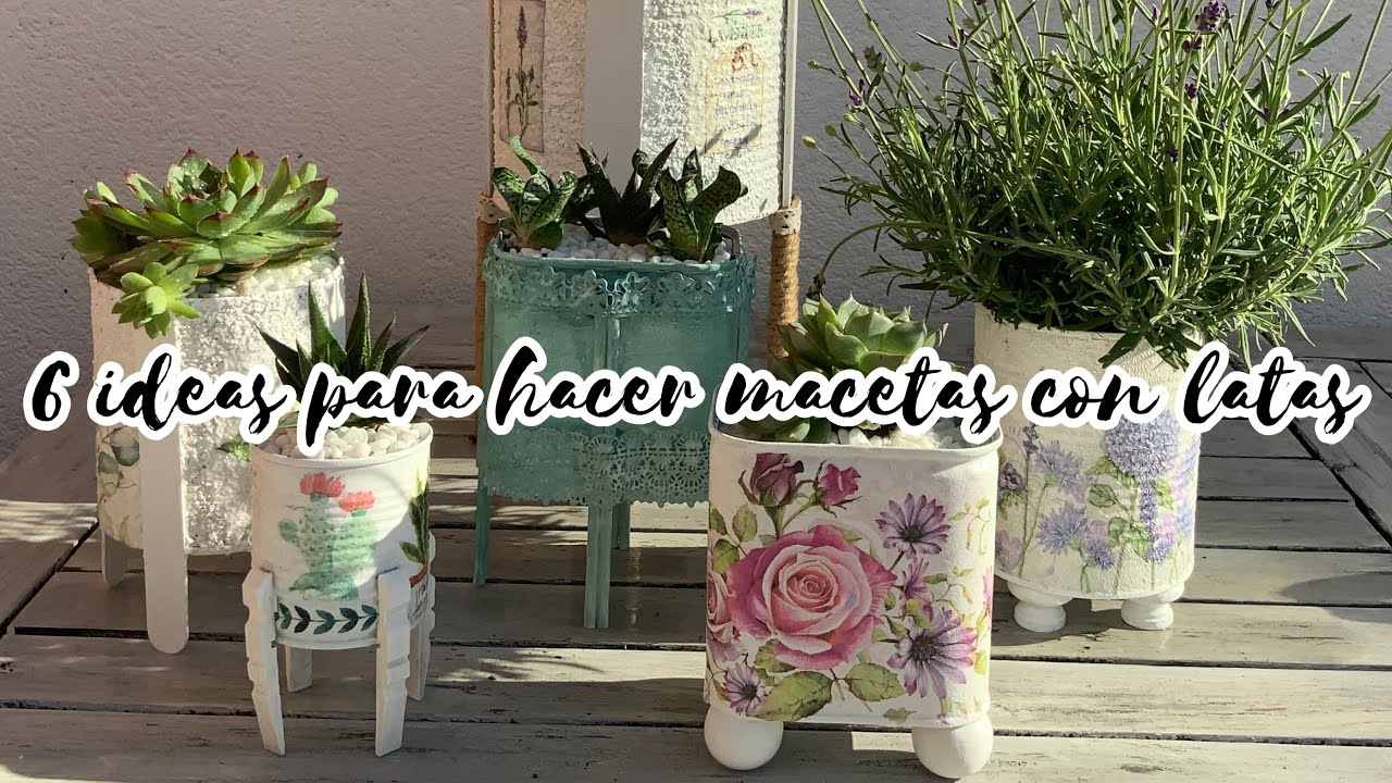 6 Ideas para hacer macetas con latas - 6 ideas to make plants pots with cans (ENG SUB)