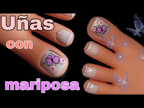Diseño de uñas bonitas/Uñas con 🦋/uñas sencillas.