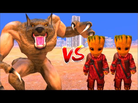 (werewolf VS Baby Groot) 100 werewolf army VS 1000 Baby Groot army