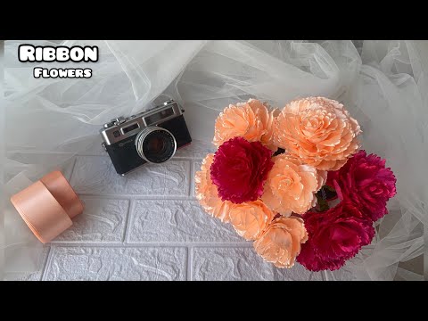 DIY carnation flowers/ How to make satin ribbon flowers easy
