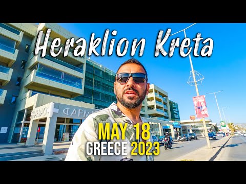 Heraklion Crete, walking tour in 4k, Kreta, Greece 2023