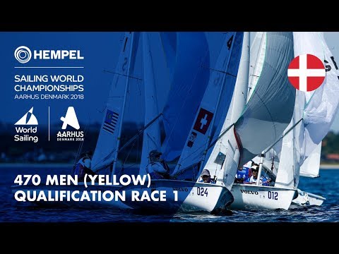 Full 470 Men Yellow Fleet Qualification Race 1 | Aarhus 2018
