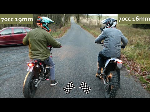 70cc 16mm carburetor FASTER than 70cc 19mm?