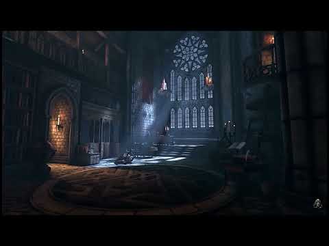 Cathedral Library with Buddhist Meditation Music Background Noise