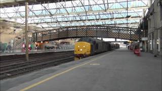preview picture of video '37402 and 37425 passing Carlisle with 3S77 Kingmoor - Kingmoor. 16/11/13.'