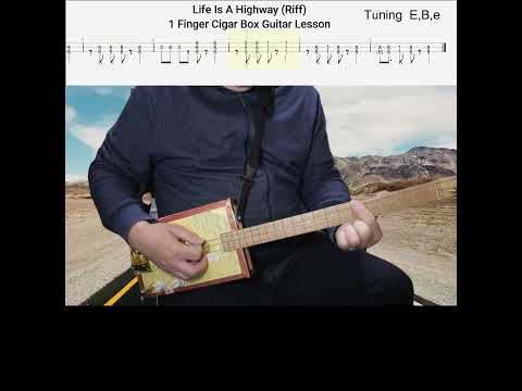 1 Finger CBG - Life Is A Highway (Riff) - Easy "No Chat" #3string #cigarboxguitarlesson  w tab