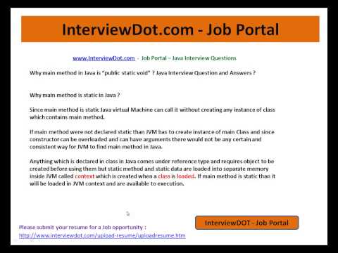 Java Interview Question And Answer Why Main Method In Java Public Static Void