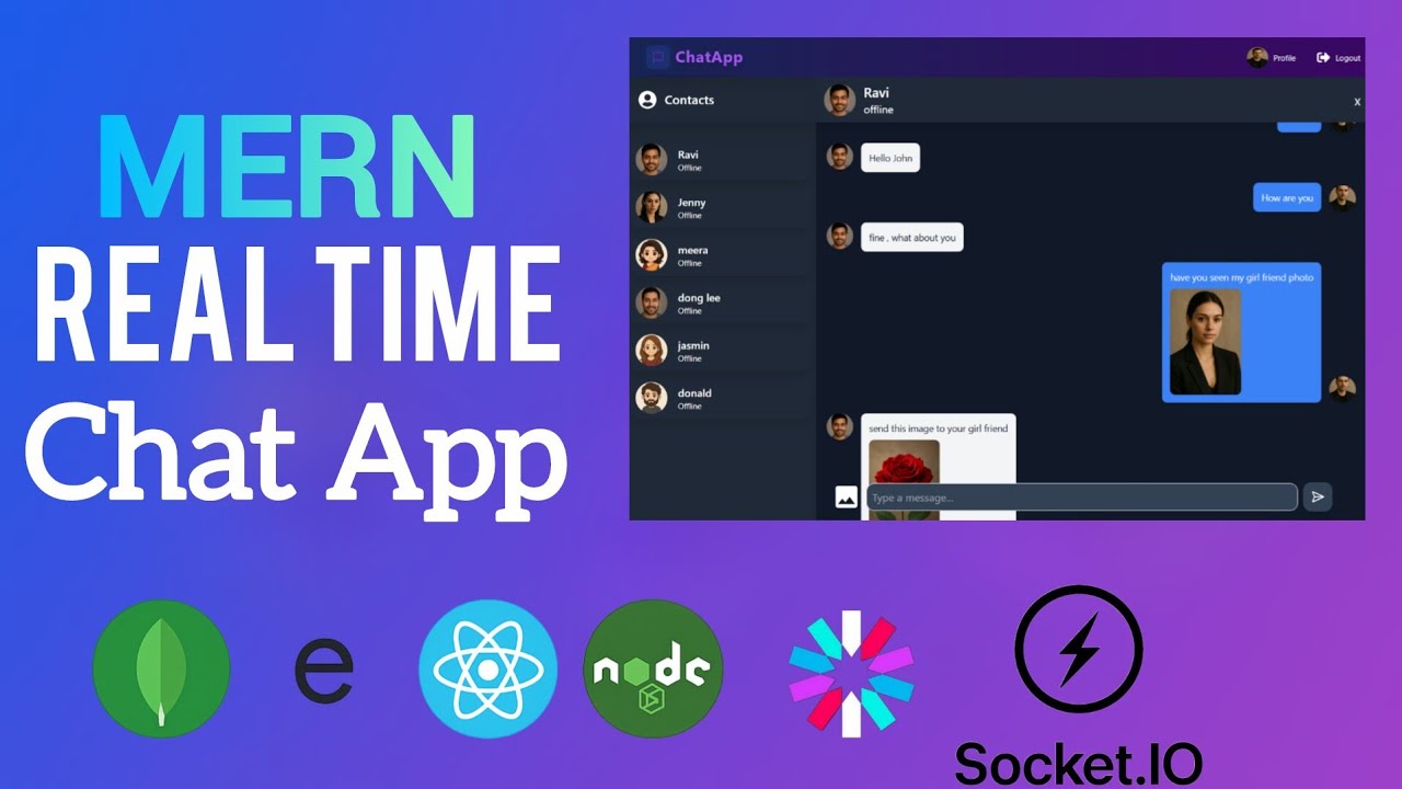 MERN Stack project | Realtime Chat App | Build a Chat App using MERN,Tailwind CSS, JWT and Socket IO