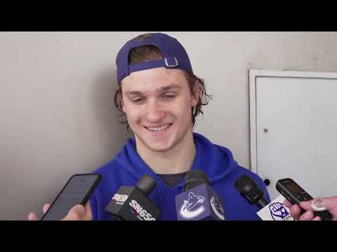 Danila Klimovich Meets Media At Canucks Young Stars Classic On September 17, 2022