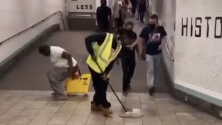 Download lagu NYC homeless man poops in mop bucket... mp3
