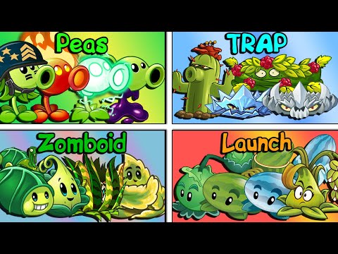 Random 4 Team Plants PEA x LAUNCH x ZOMBOID x TRAP - Who Will Win? - PvZ 2 Team Plant Battlez